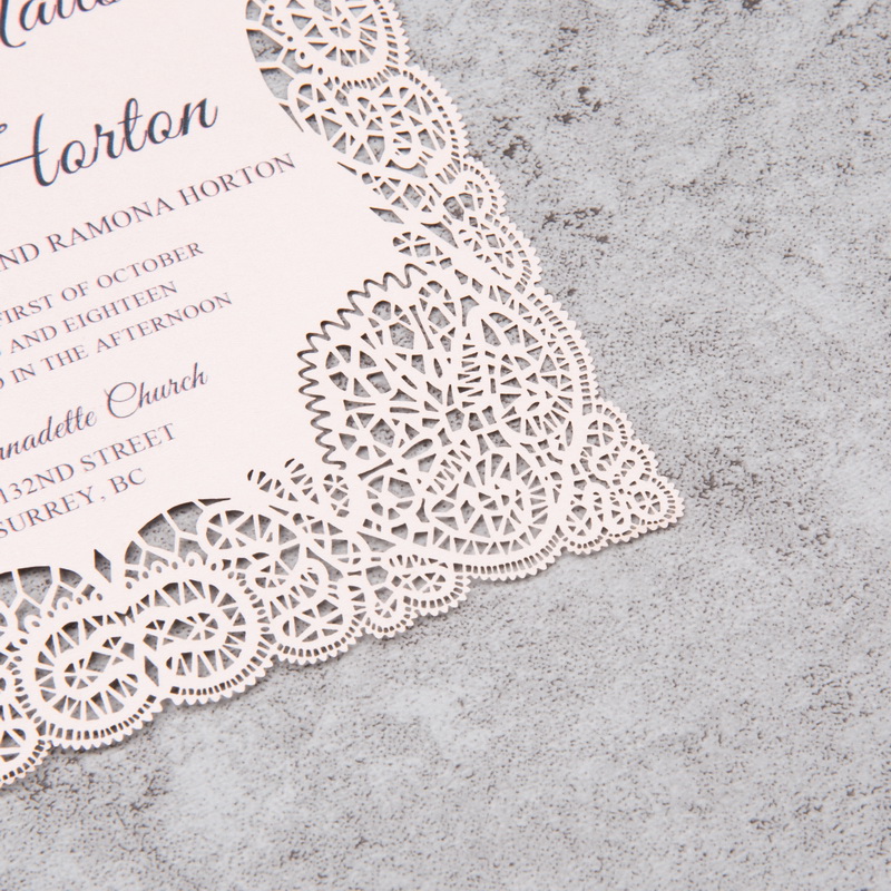 Blush Lace Motiv Lasercut Hochzeitskarte WFL0062