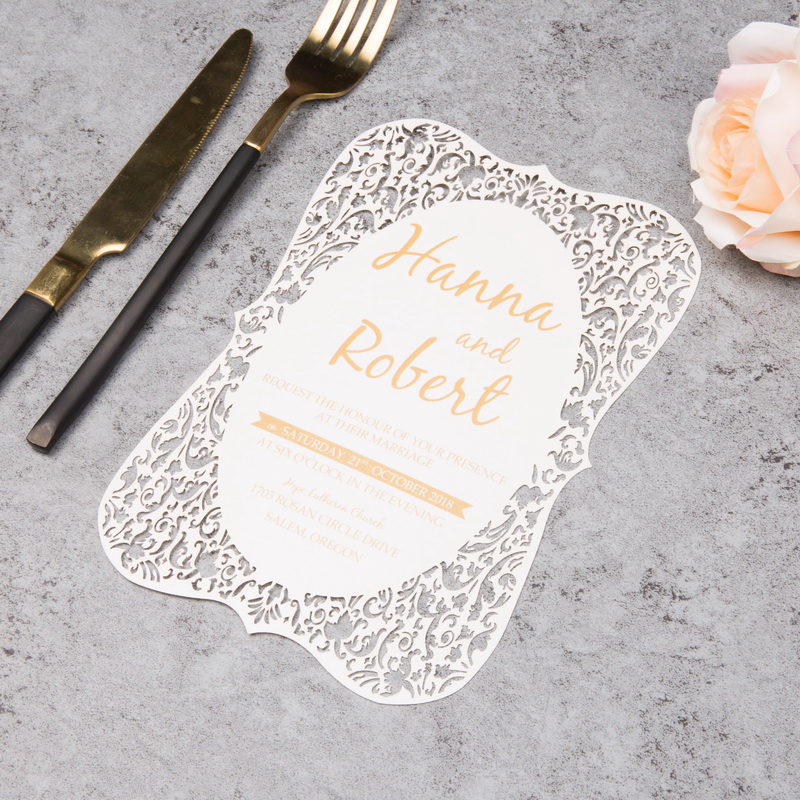 Fancy Format Spiegel Lasercut Hochzeitskarte WFL0063