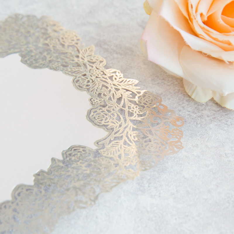 Rose Silber Foliendruck Lasercut Karte WFL0094F