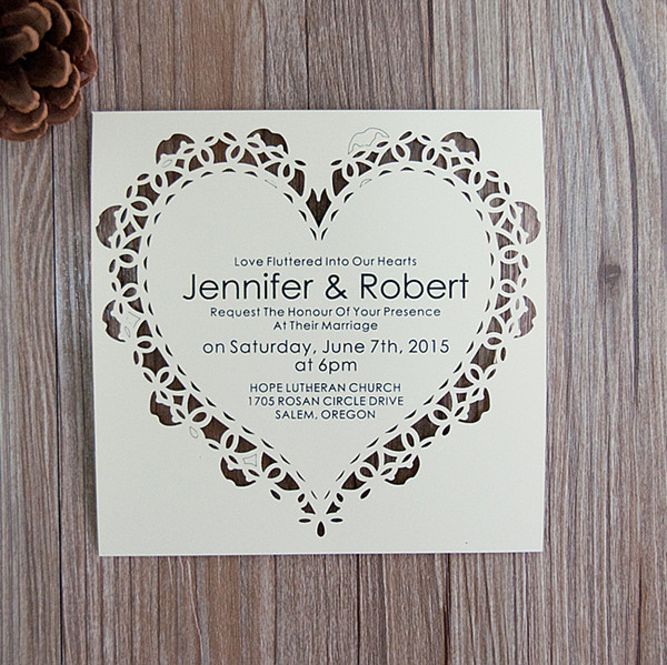 Flache Lasercut Hochzeitskarte WFL0105