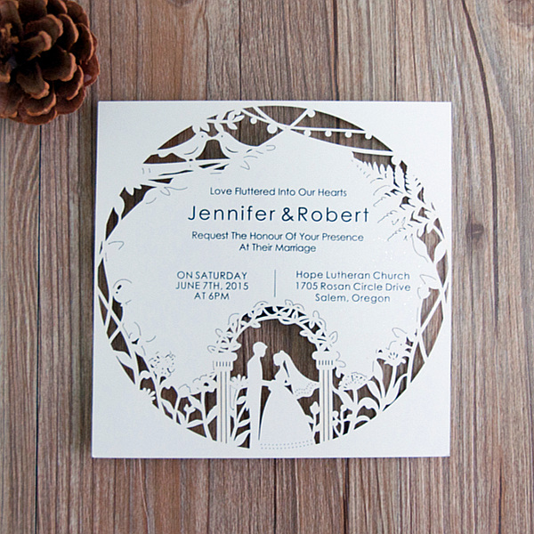 Flache Lasercut Hochzeitskarte WFL0111