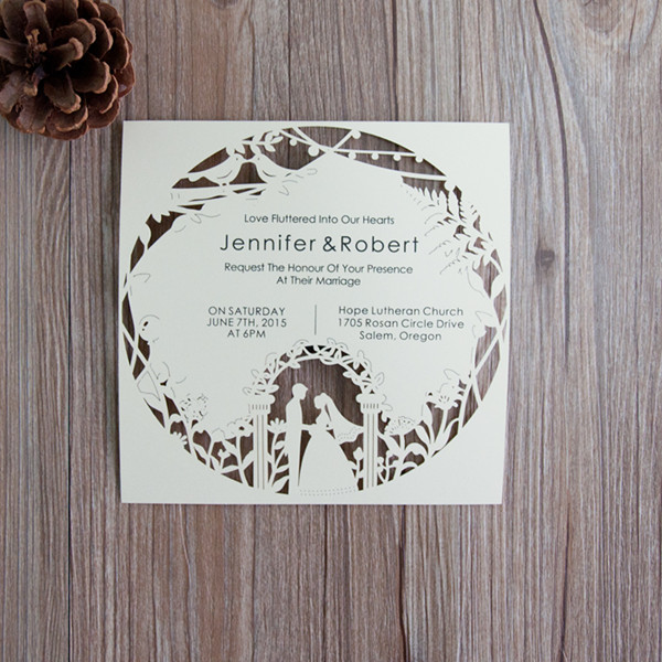 Flache Lasercut Hochzeitskarte WFL0111