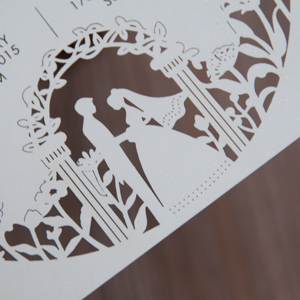 Flache Lasercut Hochzeitskarte WFL0111