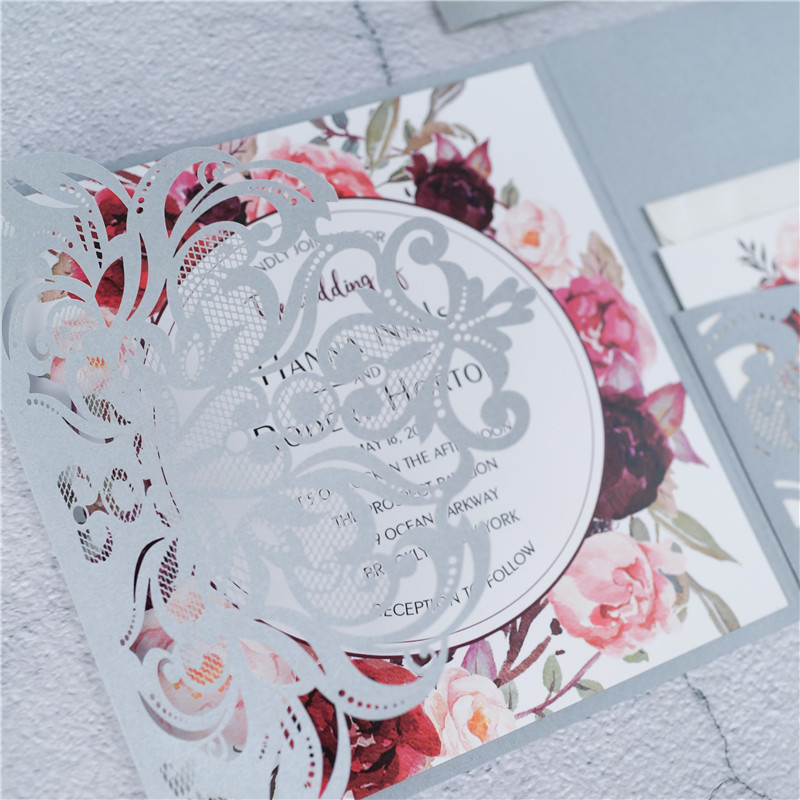 Lasercut Pocket Fold Einladungen zur Hochzeit WPFC2126