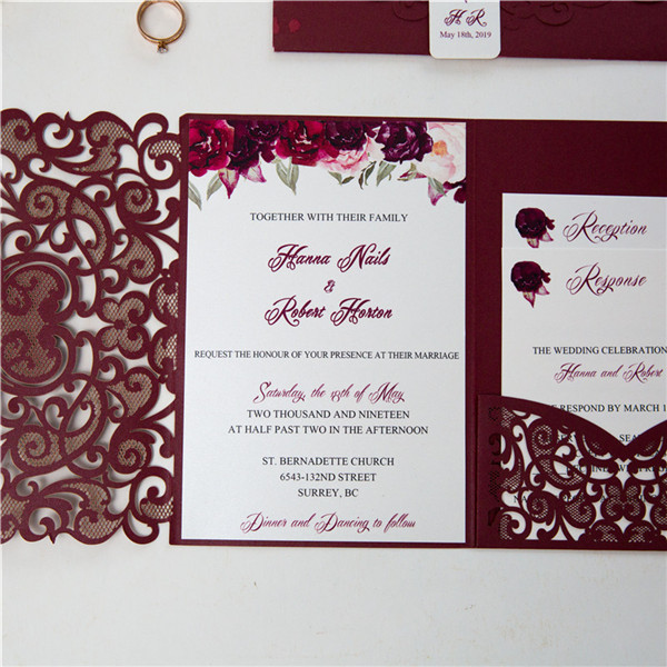 Lasercut Pocket Fold Einladungen zur Hochzeit WPFC2128