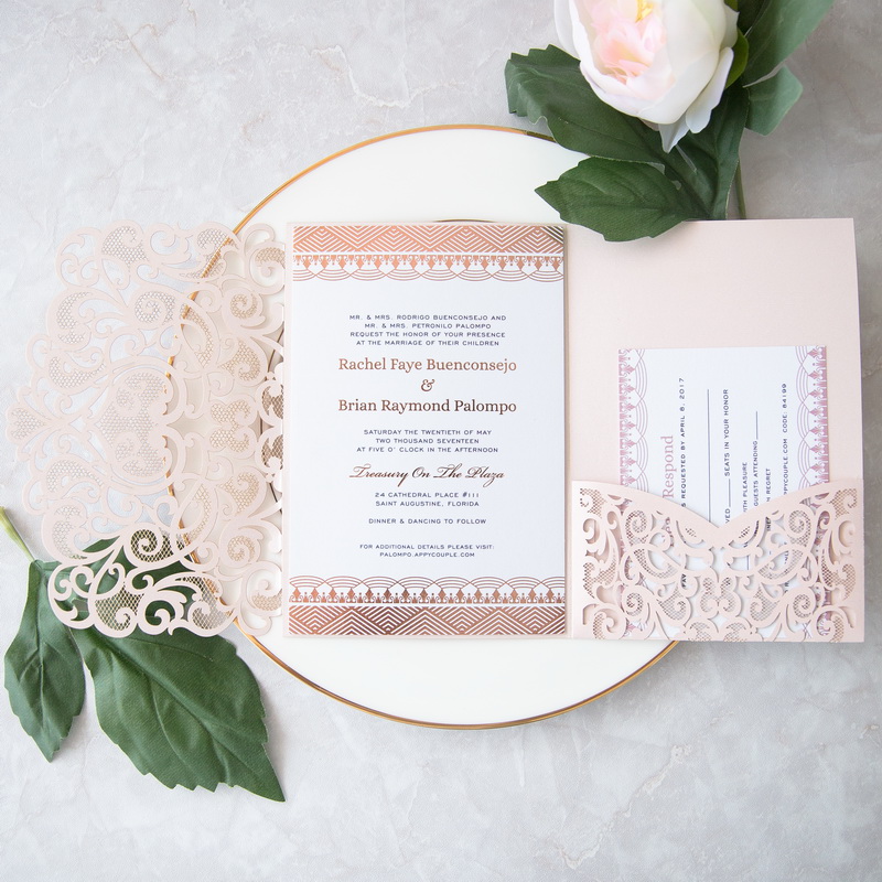 Lasercut Pocket Fold Einladungen zur Hochzeit WPFC2128