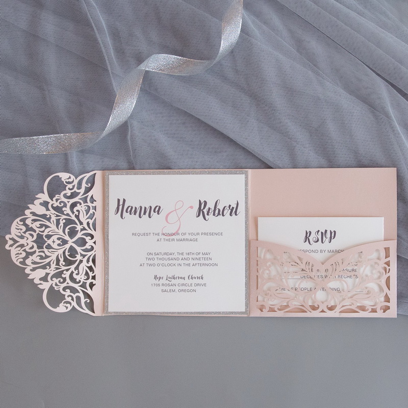 Lasercut Pocket Fold Einladungen zur Hochzeit WPFC2129