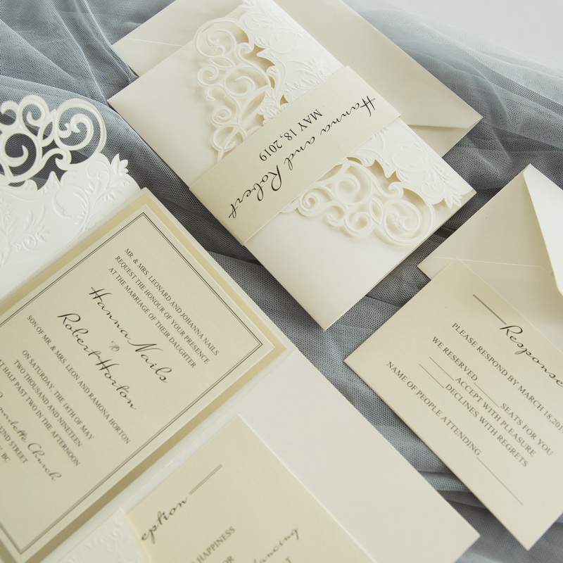 Lasercut Pocket Fold Einladungen zur Hochzeit WPFC2130