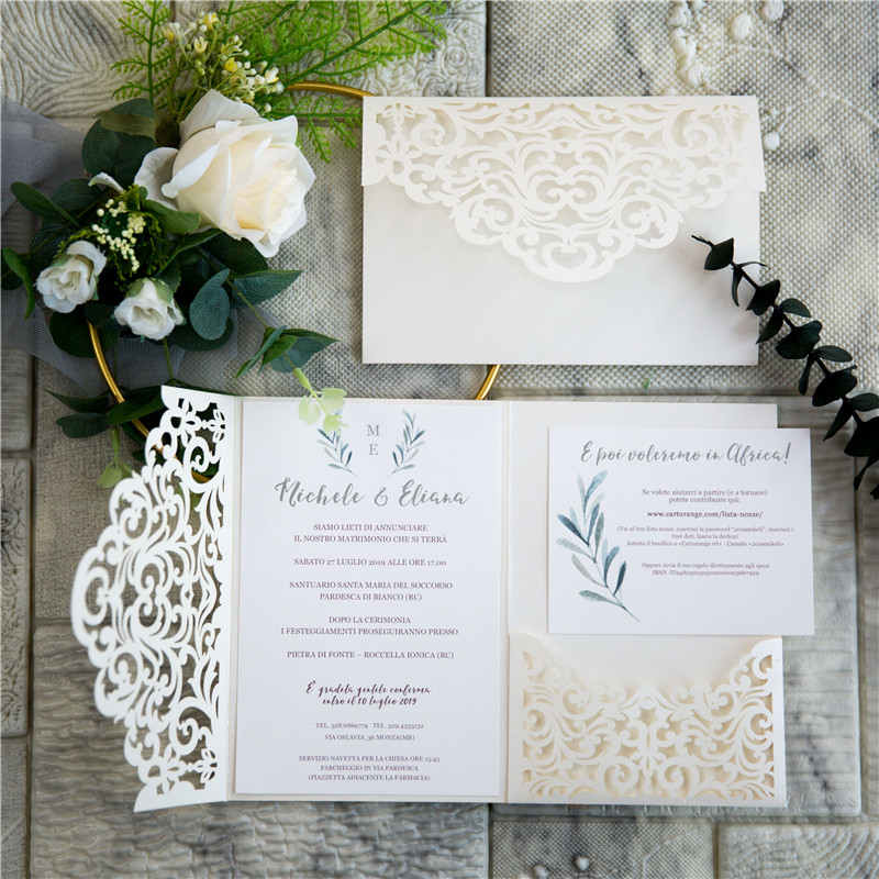 Lasercut Pocket Fold Einladungen zur Hochzeit WPFC2135