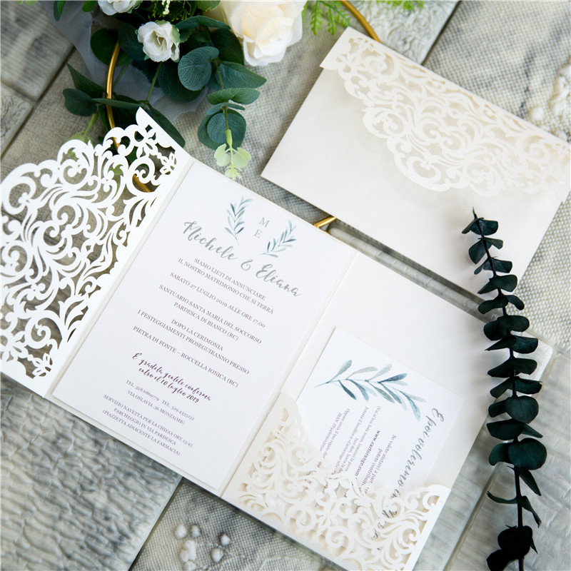 Lasercut Pocket Fold Einladungen zur Hochzeit WPFC2135