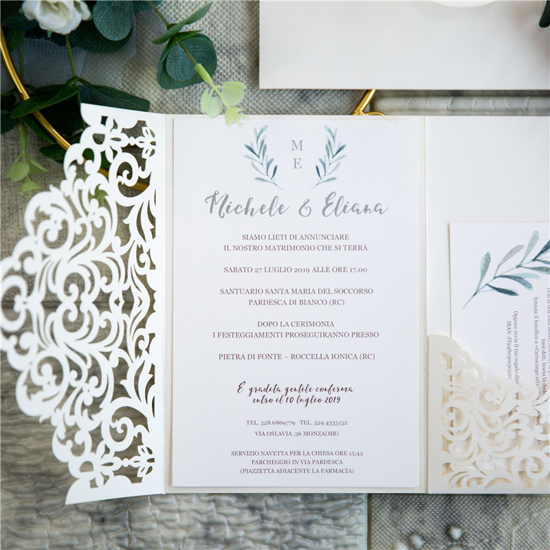 Lasercut Pocket Fold Einladungen zur Hochzeit WPFC2135