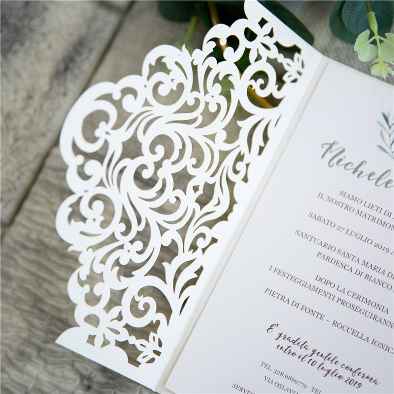 Lasercut Pocket Fold Einladungen zur Hochzeit WPFC2135