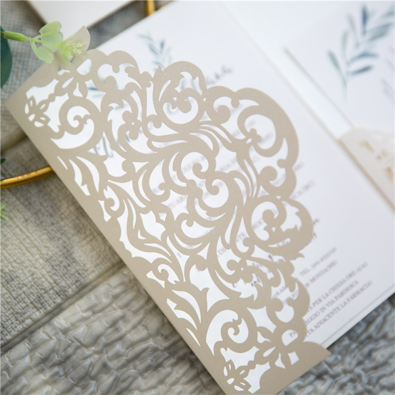 Lasercut Pocket Fold Einladungen zur Hochzeit WPFC2135