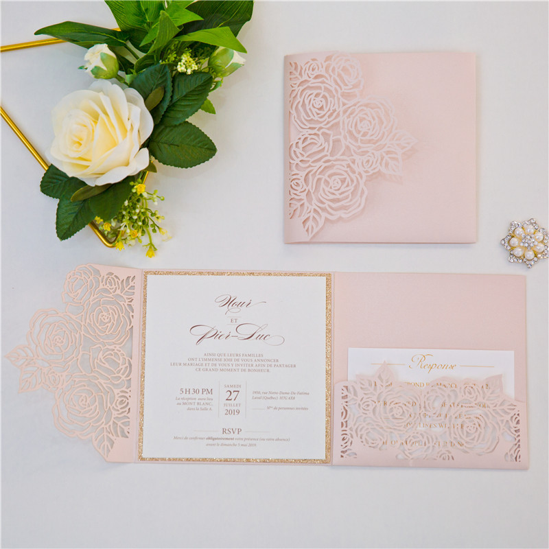 Lasercut Pocket Fold Einladungen zur Hochzeit WPFC2136