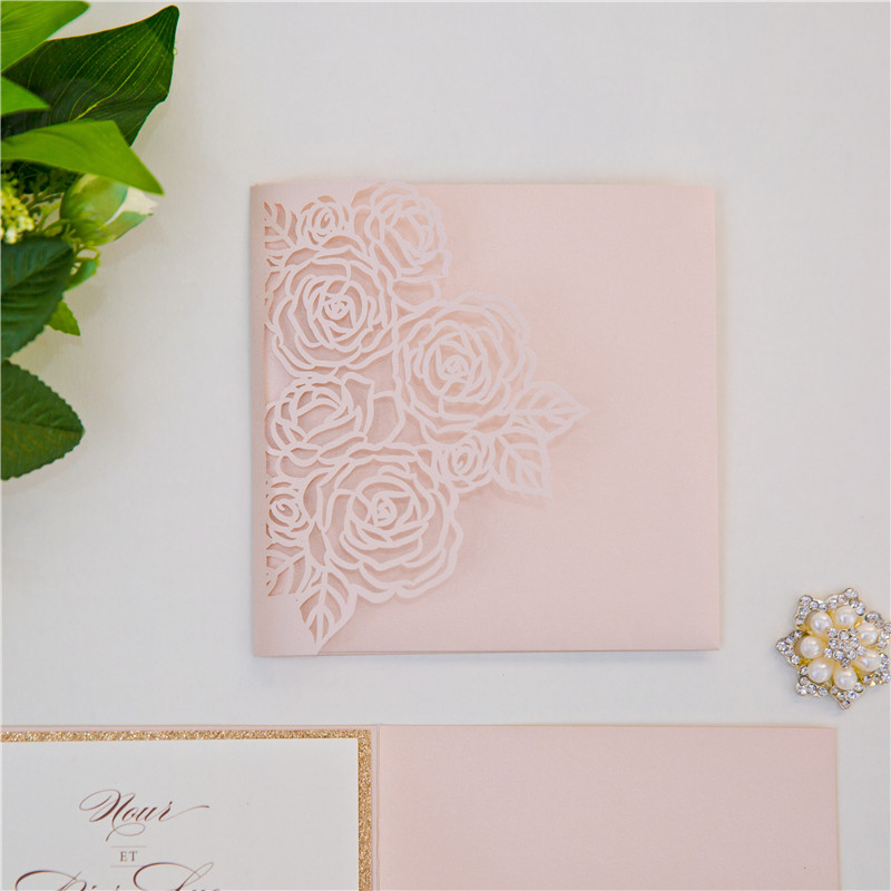 Lasercut Pocket Fold Einladungen zur Hochzeit WPFC2136