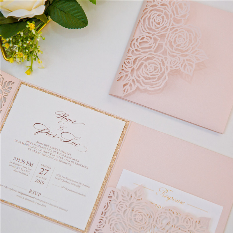 Lasercut Pocket Fold Einladungen zur Hochzeit WPFC2136