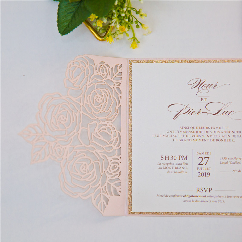 Lasercut Pocket Fold Einladungen zur Hochzeit WPFC2136