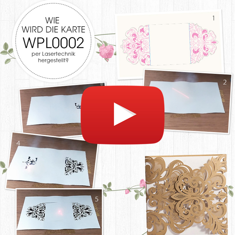 edle Spitze Hochzeitskarte mit Laserdruck WPL0002(WPL0086)