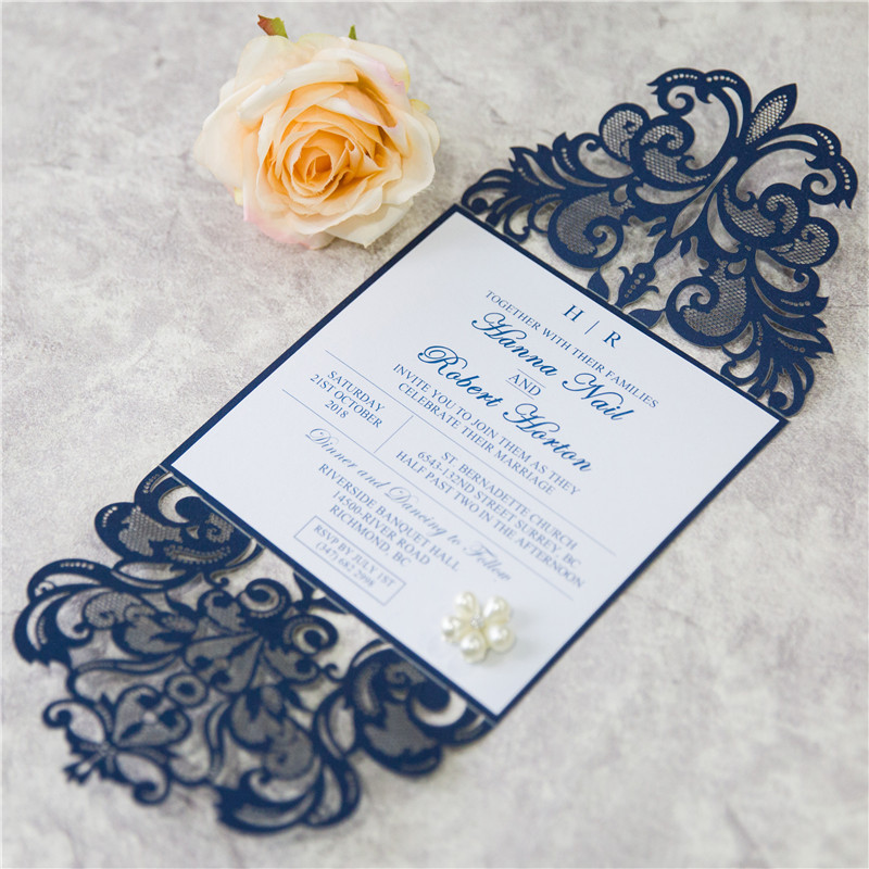 edle Spitze Hochzeitskarte mit Laserdruck WPL0002(WPL0086)