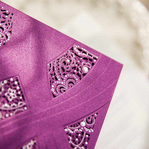 Laser geschnittene Pocket Hochzeitskarte mit Foliendruck WPL0003