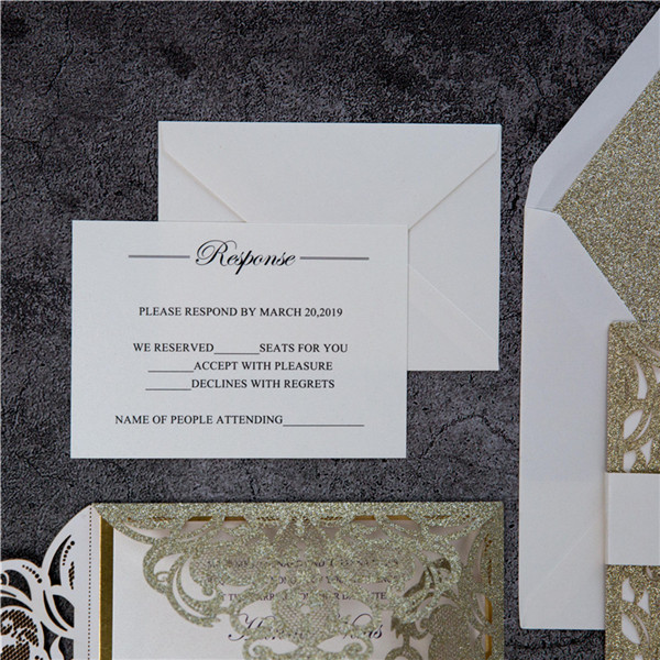 Glitter Papier Lasercut Einladungen Hochzeit WPL0019G