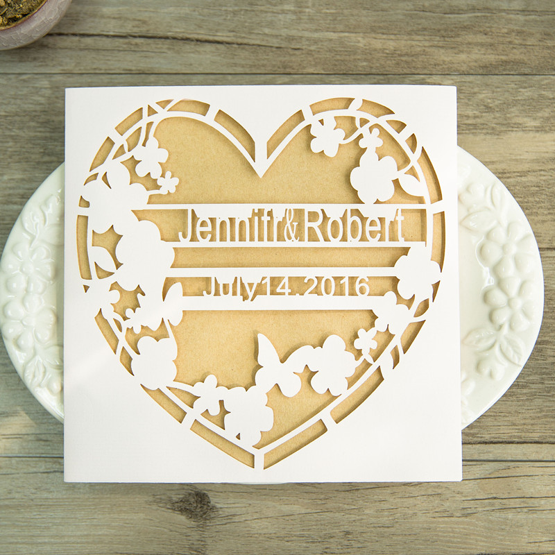 Lasercut Herz Hochzeitskarte mit Namen WPL0142