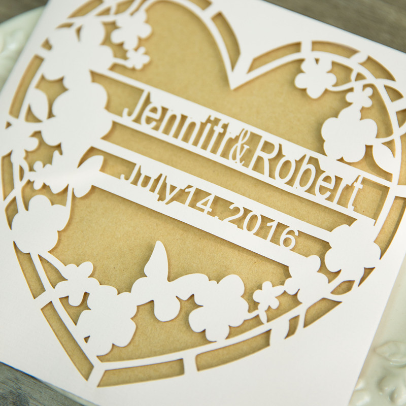 Lasercut Herz Hochzeitskarte mit Namen WPL0142