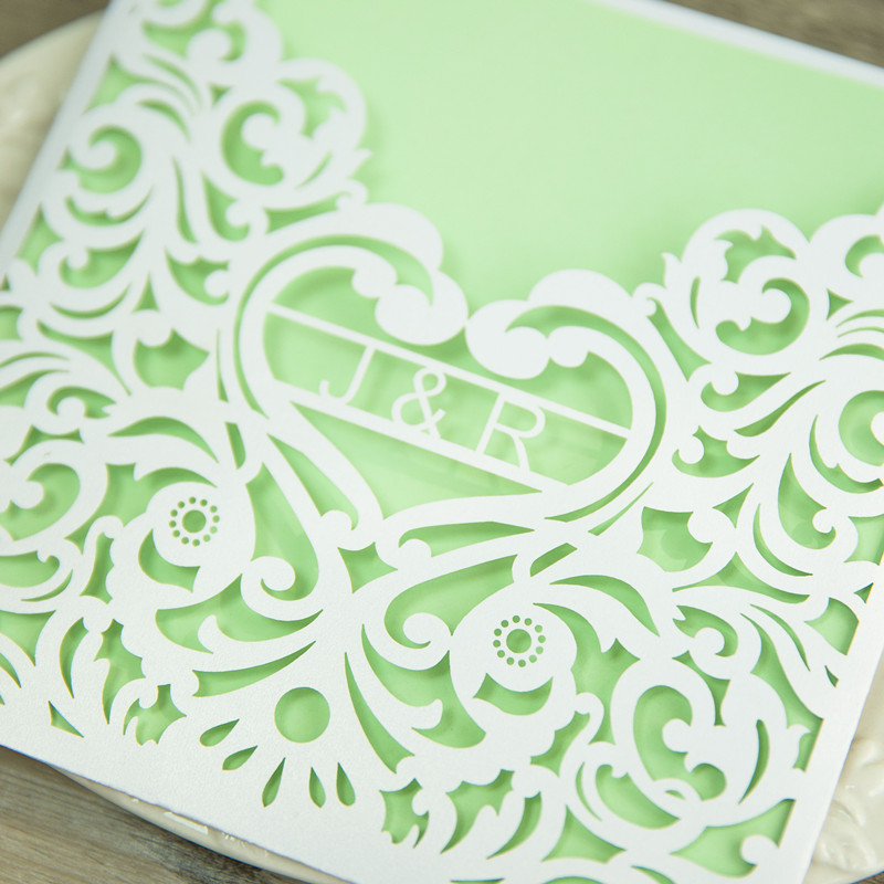 Lasercut Pocket Hochzeitskarte mit Namen WPL0143