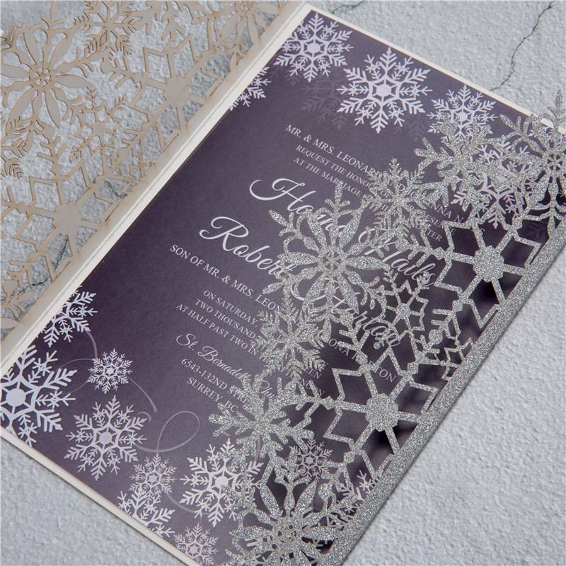 Glitter Papier Lasercut Hochzeitskarten Schneeflocke WPL0154G