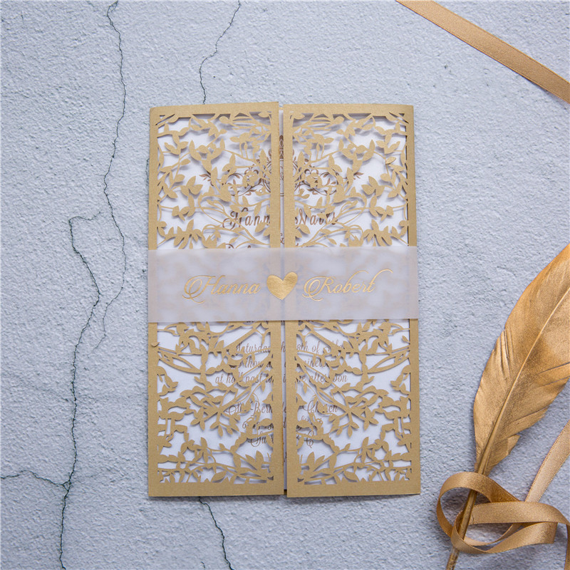 Lasercut Hochzeit Blaetter Einladungen WPL0171