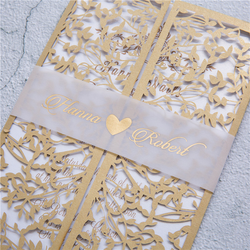 Lasercut Hochzeit Blaetter Einladungen WPL0171