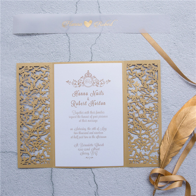 Lasercut Hochzeit Blaetter Einladungen WPL0171