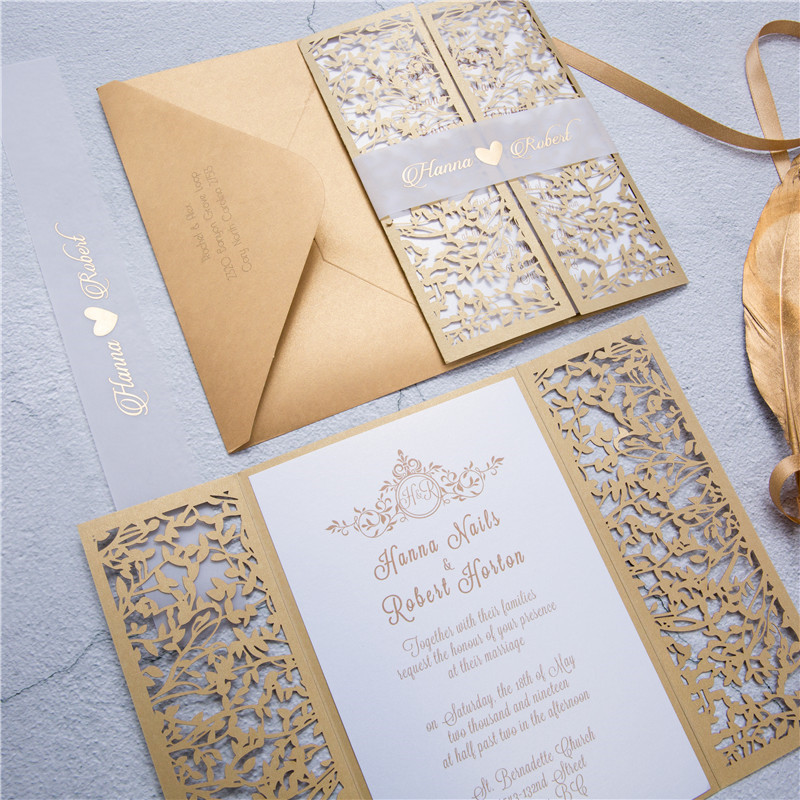 Lasercut Hochzeit Blaetter Einladungen WPL0171