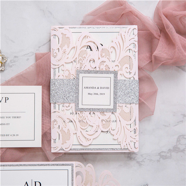 Lasercut Hochzeit Einladungskarte grosse Format WPL0175 - zum Schließen ins Bild klicken