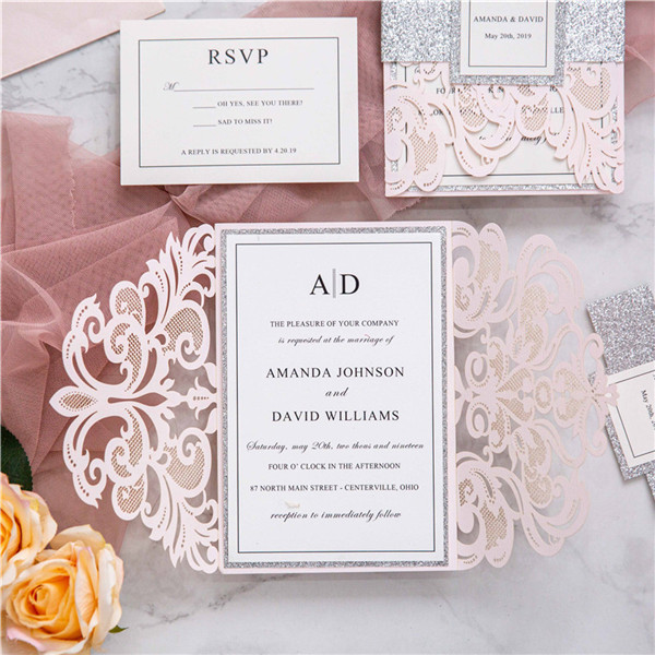 Lasercut Hochzeit Einladungskarte grosse Format WPL0175 - zum Schließen ins Bild klicken