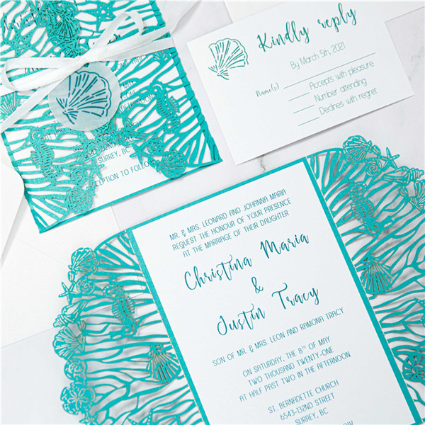 Lasercut Hochzeit Meer Thema Einladungen WPL0176
