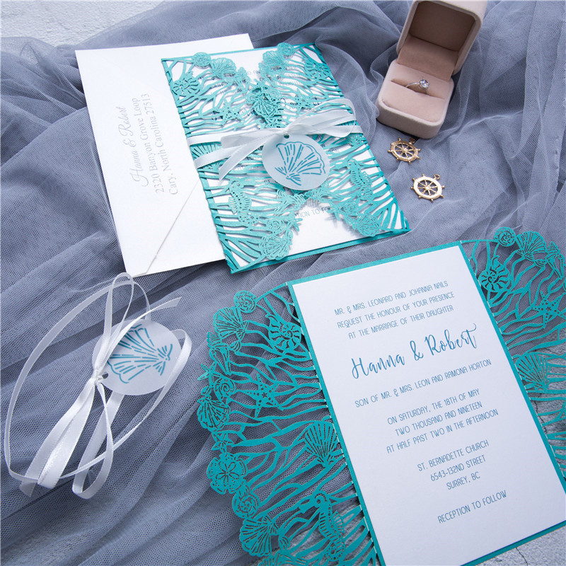 Lasercut Hochzeit Meer Thema Einladungen WPL0176