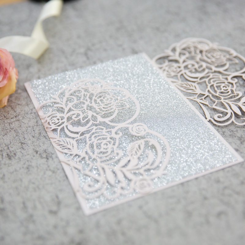 Lasercut Hochzeit Rose Einladungen WPL0177