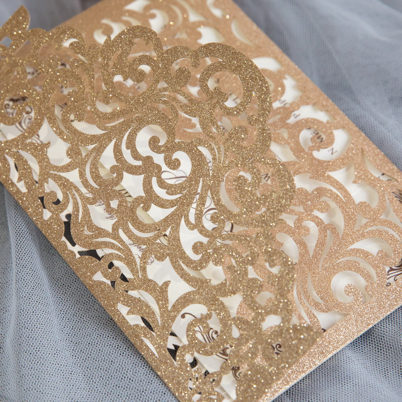 Glitter Papier Lasercut Einladungen Hochzeit WPL0189G