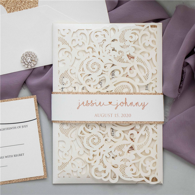 Lasercut Pocket Hochzeitseinladungen WPL0197